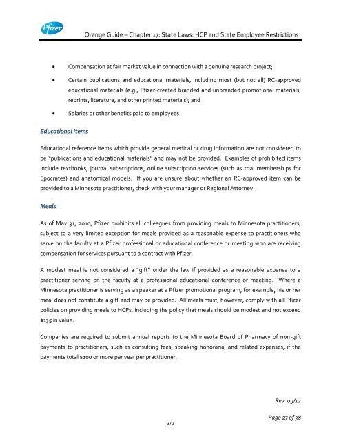 White Guide and Orange Guide Formatting Project - Pfizer