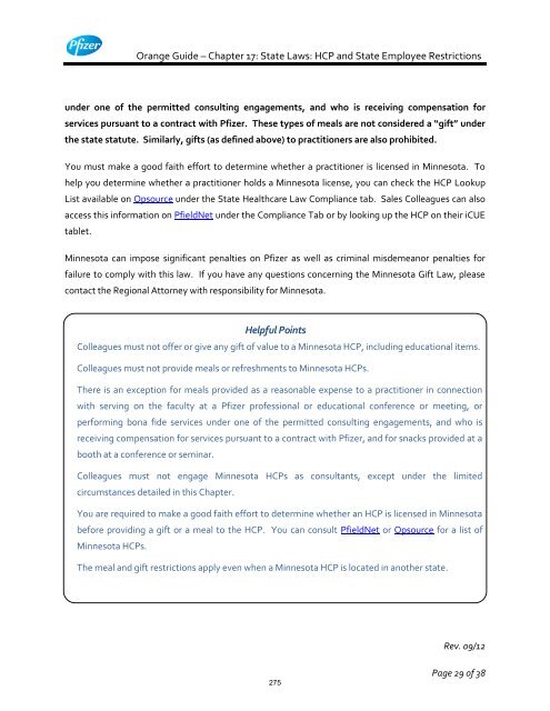 White Guide and Orange Guide Formatting Project - Pfizer