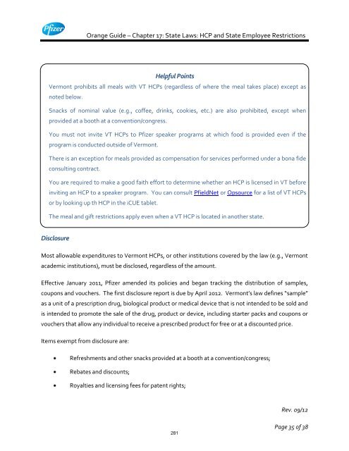 White Guide and Orange Guide Formatting Project - Pfizer