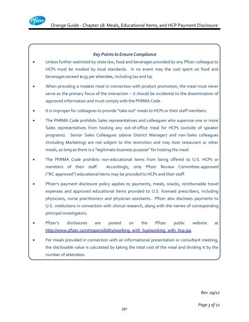 White Guide and Orange Guide Formatting Project - Pfizer