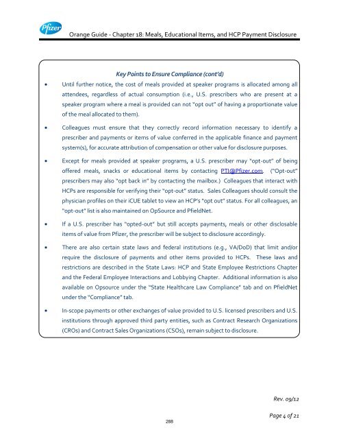 White Guide and Orange Guide Formatting Project - Pfizer