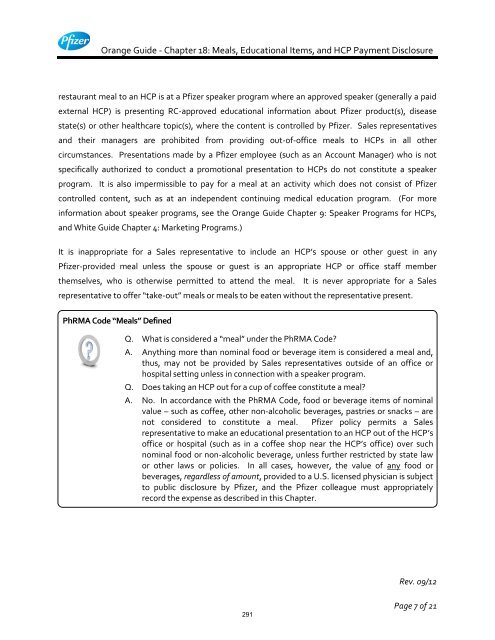 White Guide and Orange Guide Formatting Project - Pfizer