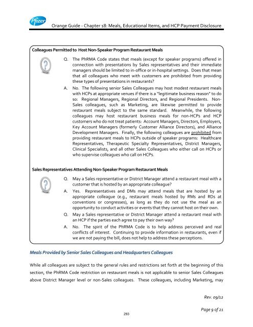 White Guide and Orange Guide Formatting Project - Pfizer