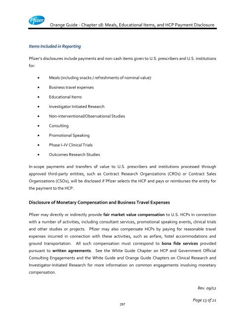 White Guide and Orange Guide Formatting Project - Pfizer