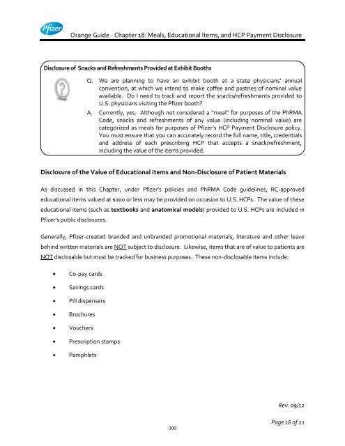 White Guide and Orange Guide Formatting Project - Pfizer