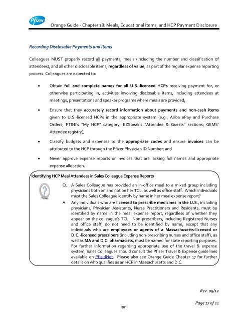 White Guide and Orange Guide Formatting Project - Pfizer