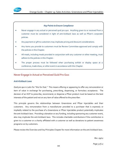 White Guide and Orange Guide Formatting Project - Pfizer