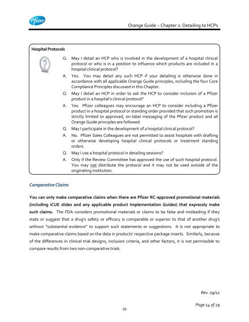 White Guide and Orange Guide Formatting Project - Pfizer