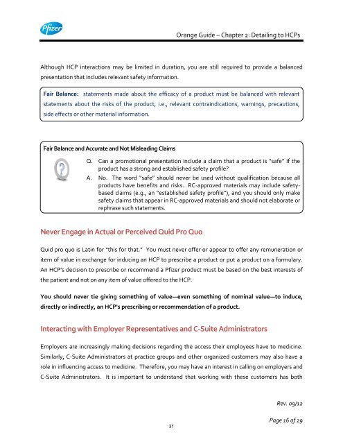 White Guide and Orange Guide Formatting Project - Pfizer