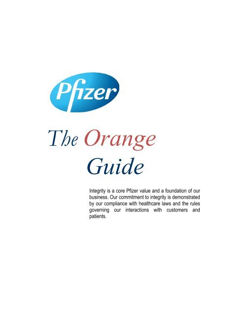 White Guide and Orange Guide Formatting Project - Pfizer