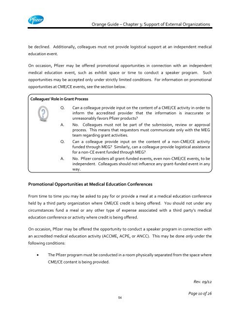 White Guide and Orange Guide Formatting Project - Pfizer