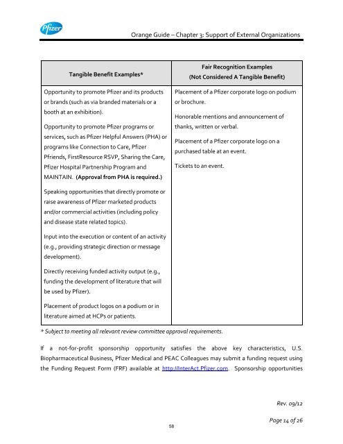 White Guide and Orange Guide Formatting Project - Pfizer