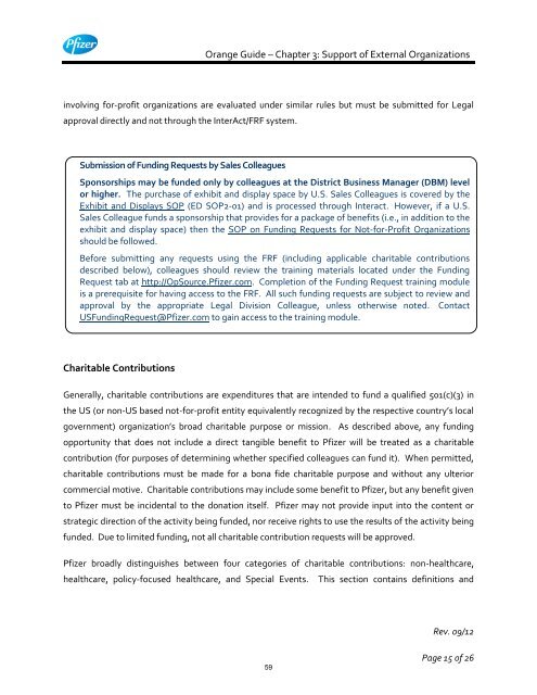 White Guide and Orange Guide Formatting Project - Pfizer