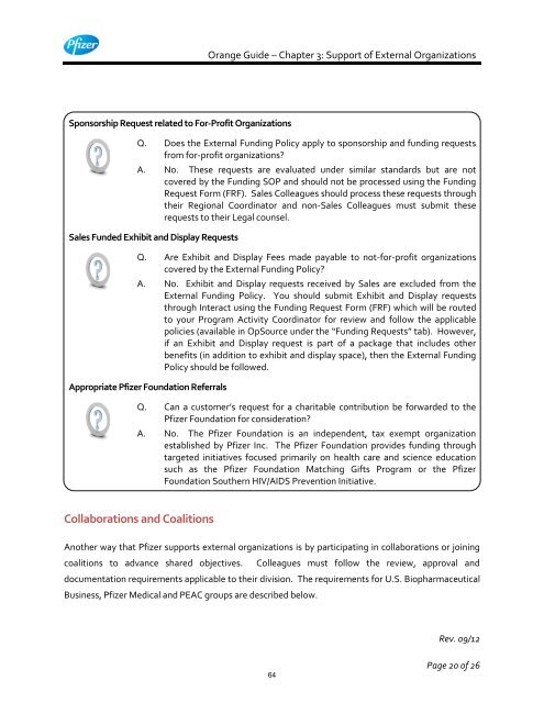 White Guide and Orange Guide Formatting Project - Pfizer