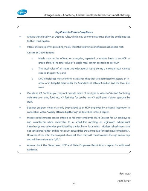 White Guide and Orange Guide Formatting Project - Pfizer