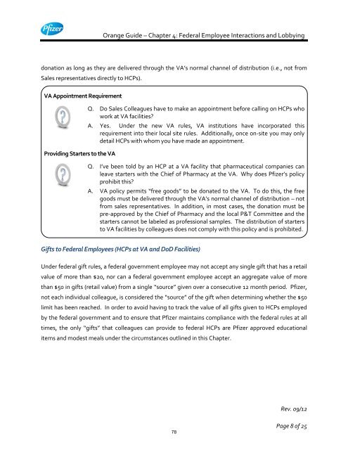 White Guide and Orange Guide Formatting Project - Pfizer