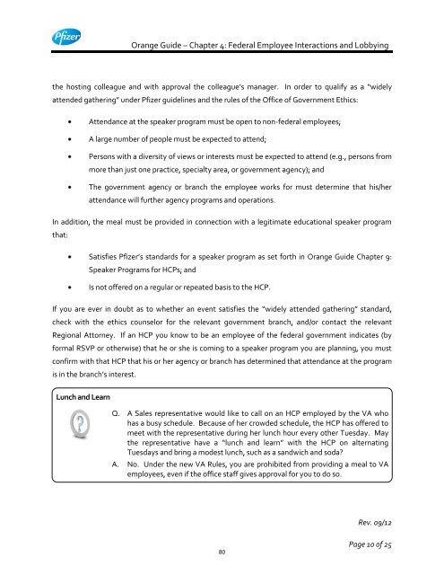 White Guide and Orange Guide Formatting Project - Pfizer