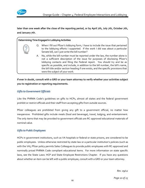 White Guide and Orange Guide Formatting Project - Pfizer