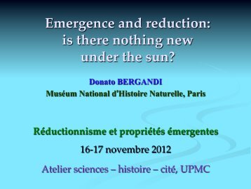 Emergence and reduction: is there nothing new under the sun?