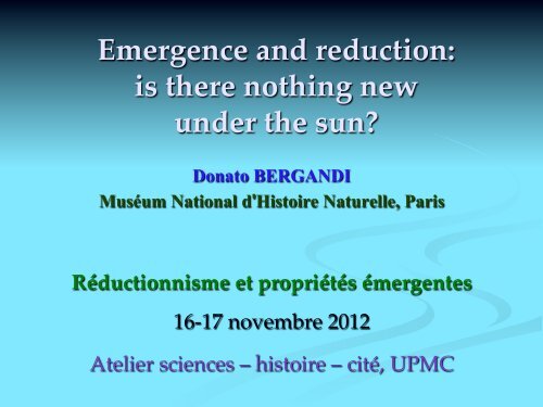 Emergence and reduction: is there nothing new under the sun?
