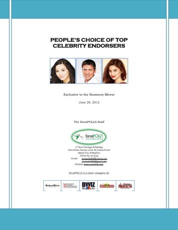 PEOPLE'S CHOICE OF TOP CELEBRITY ENDORSERS - StratPOLLS