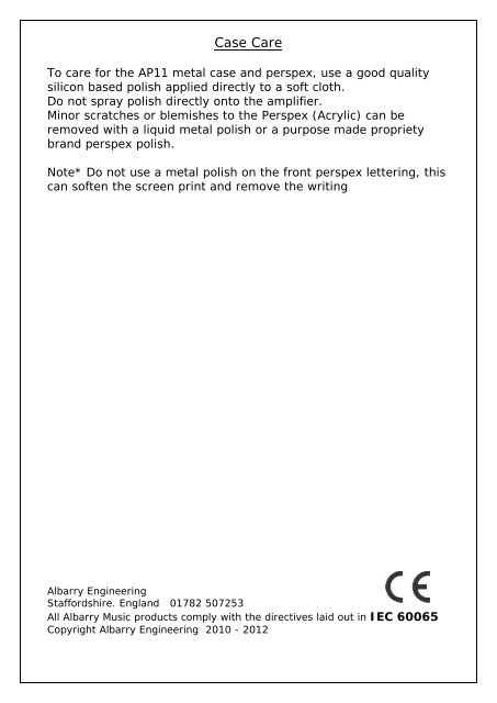 AP11 User Manual - Albarry Music
