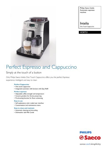 HD8753/23 Philips Automatic espresso machine - manuals ...