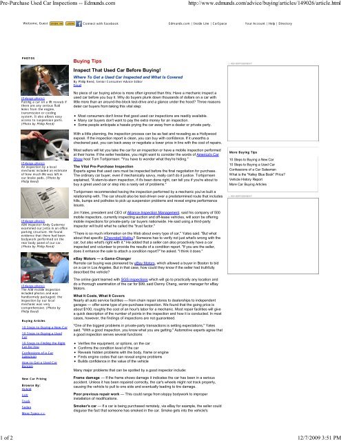 Pre-Purchase Used Car Inspe... - Alliance Inspection Management