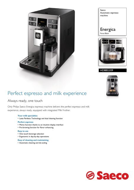 HD8852/09 Saeco Automatic espresso machine - Philips