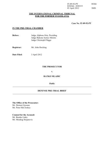 Defense Pre-Trial brief - ICTY