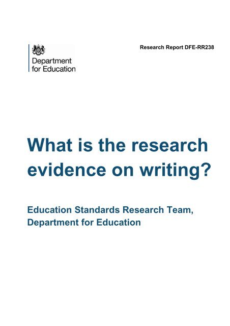 What is the research evidence on writing? - Department for Education