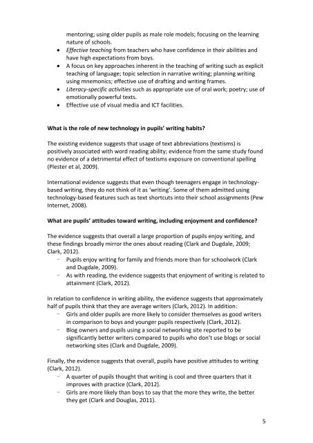 What is the research evidence on writing? - Department for Education