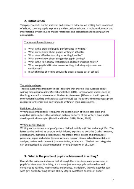 What is the research evidence on writing? - Department for Education