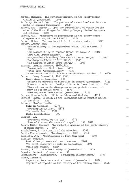 Author / Title Index - Library - Central Queensland University