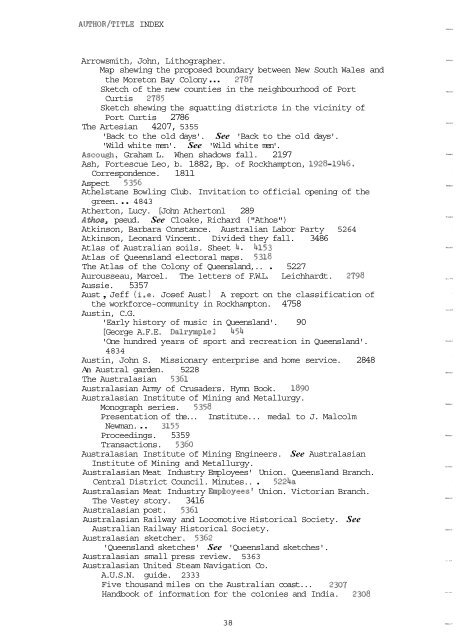 Author / Title Index - Library - Central Queensland University