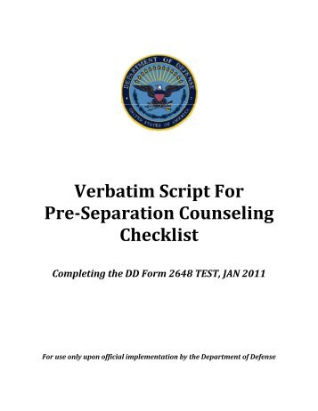 Verbatim Script For Pre-Separation Counseling Checklist