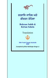 Rehras Sahib and Kirtan Sohela Translations - Sikh Youth Australia