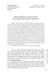 philosophical education as a dysfunction of society1 - doiSerbia