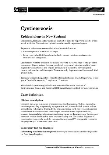 Cysticercosis (pdf, 44 KB) - Ministry of Health