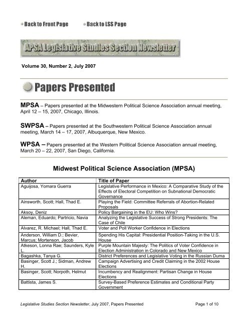 Midwest Political Science Association (MPSA) - American Political ...