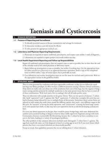 Taeniasis and Cysticercosis - Public Health