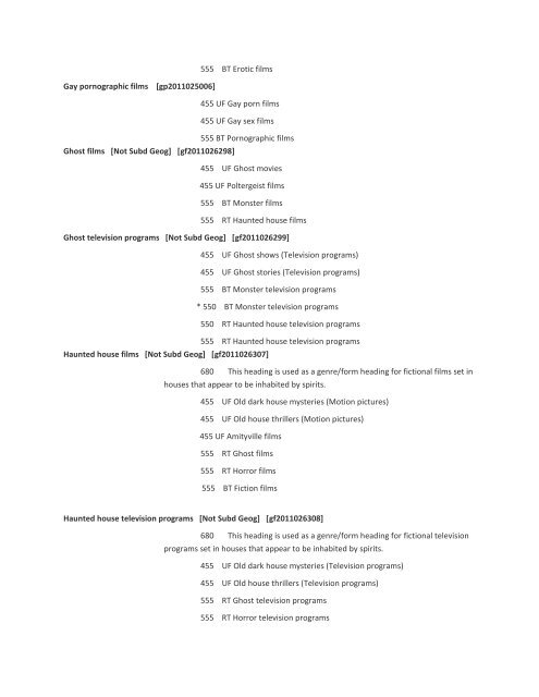 List of LCSH Moving Image Genre-Form Headings - OLAC