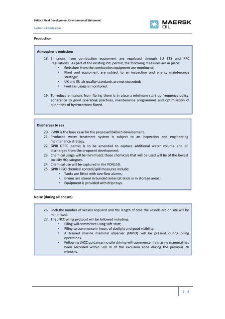 Environmental Statement - Maersk Oil