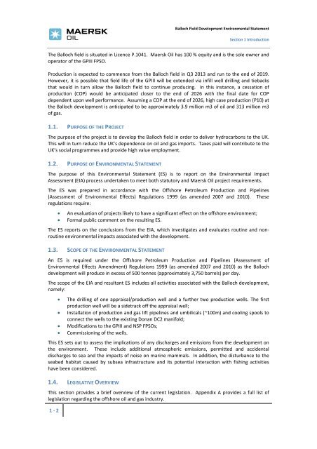 Environmental Statement - Maersk Oil