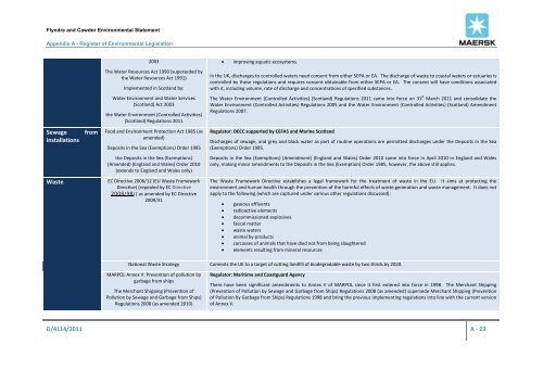 Environmental statement - Flyndre and Cawdor - Maersk Oil