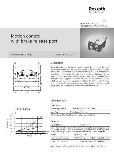 Motion control with brake release port - Bosch Rexroth