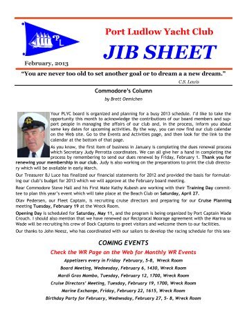 JIB SHEET - Port Ludlow Yacht Club