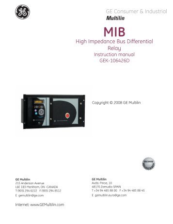 MIB High Impedance Bus Differential Relay - GE Digital Energy