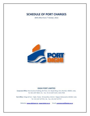 SCHEDULE OF PORT CHARGES - dighi port mumbai