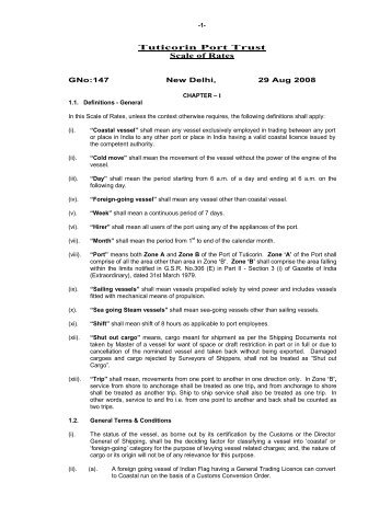 Tuticorin Port Trust Scale of Rates - Tariff Authority for major ports